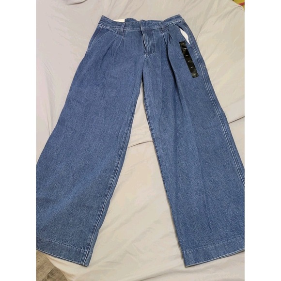 Banana Republic Denim - Banana Republic Women's Size 28 High-Rise Wide Leg Pleated Jeans Medium Wash